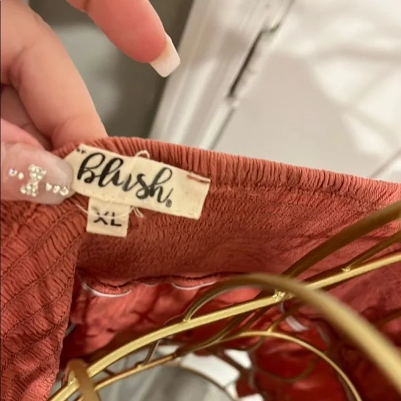 Blush Pink Crochet Top Smocked Ruffled Camisole - Picture 2 of 3